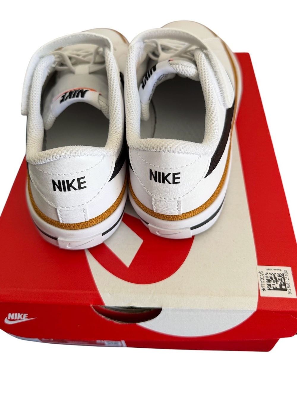 Nike Court Legacy Sneakers DA5381-102 White/Black/Gum Leather Kids Boy Size 2.5Y - Picture 4 of 8